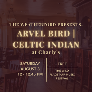 Arvel Bird performing Celtic Indian music at the Wild Flagstaff Music Festival inside Charly's Pub & Grill at the Weatherford Hotel in Flagstaff
